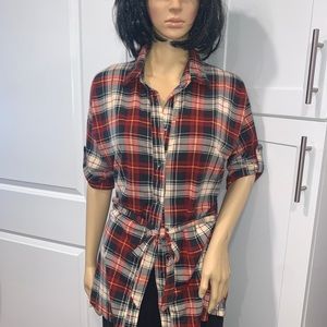 AWESOME BELTED PLAID SHIRT